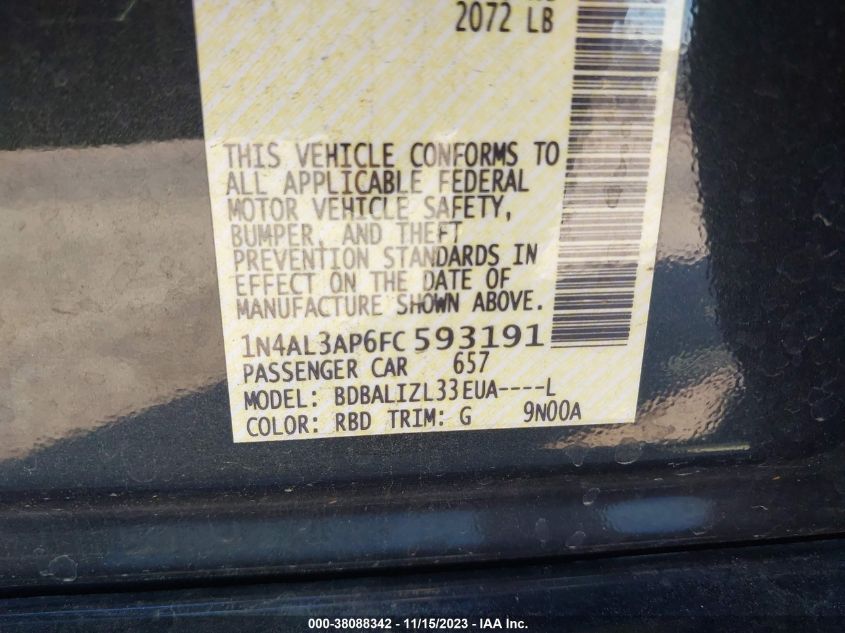 2015 NISSAN ALTIMA 2.5 SV - 1N4AL3AP6FC593191