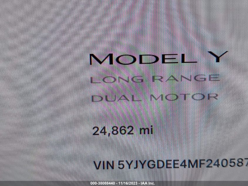 2021 TESLA MODEL Y - 5YJYGDEE4MF240587