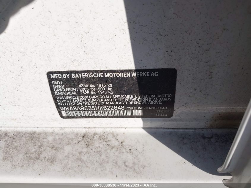 2017 BMW 320I - WBA8A9C35HK622648