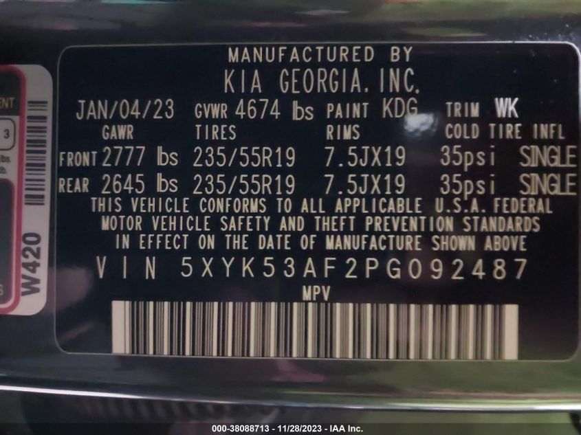 2023 KIA SPORTAGE SX-PRESTIGE - 5XYK53AF2PG092487