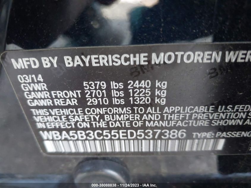 2014 BMW 535I XDRIVE - WBA5B3C55ED537386