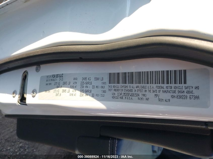 2015 JEEP CHEROKEE LIMITED - 1C4PJMDS5FW681504