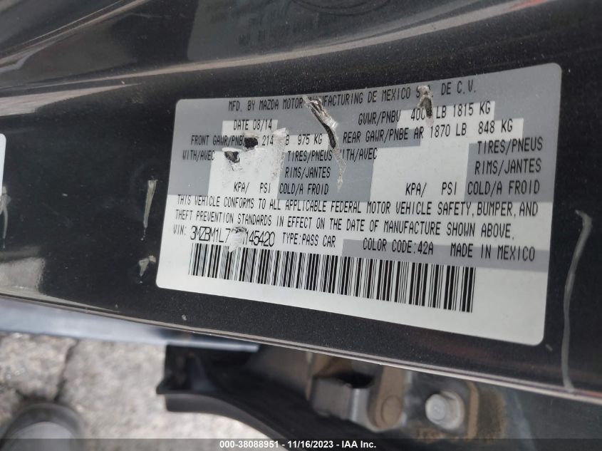 2015 MAZDA MAZDA3 I TOURING - 3MZBM1L71FM145420