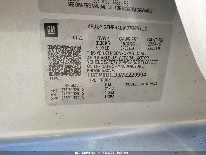 2021 GMC SIERRA 1500 K1500 ELEVATION - 1GTR9CED3MZ229994