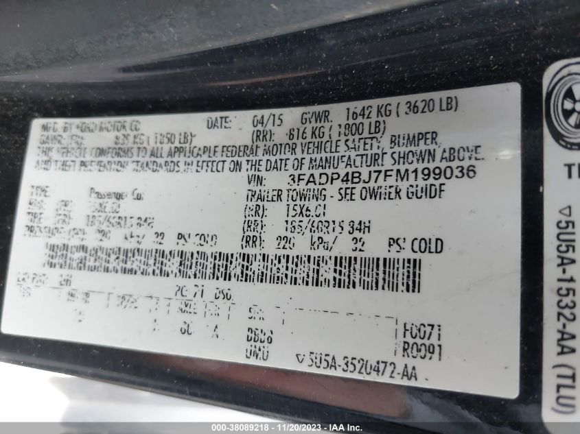 2015 FORD FIESTA SE - 3FADP4BJ7FM199036
