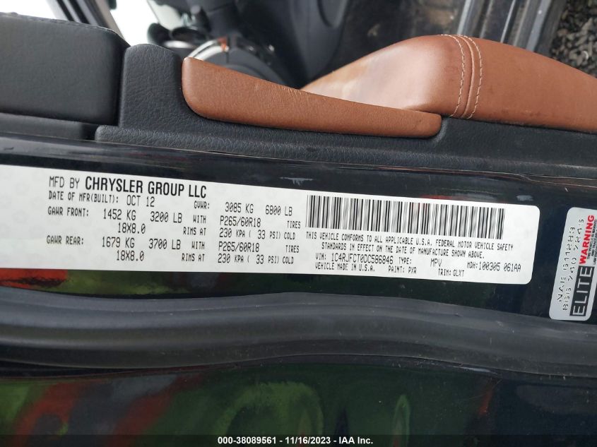 2013 JEEP GRAND CHEROKEE OVERLAND - 1C4RJFCT0DC586846