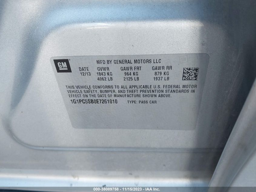 2014 CHEVROLET CRUZE LT - 1G1PC5SB0E7261010