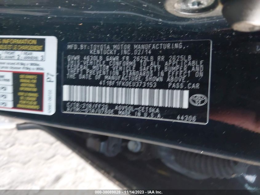 2014 TOYOTA CAMRY SE - 4T1BF1FK0EU373153