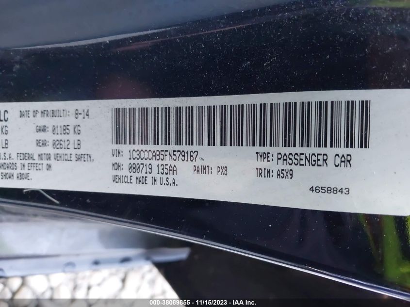 2015 CHRYSLER 200 LIMITED - 1C3CCCAB5FN579167