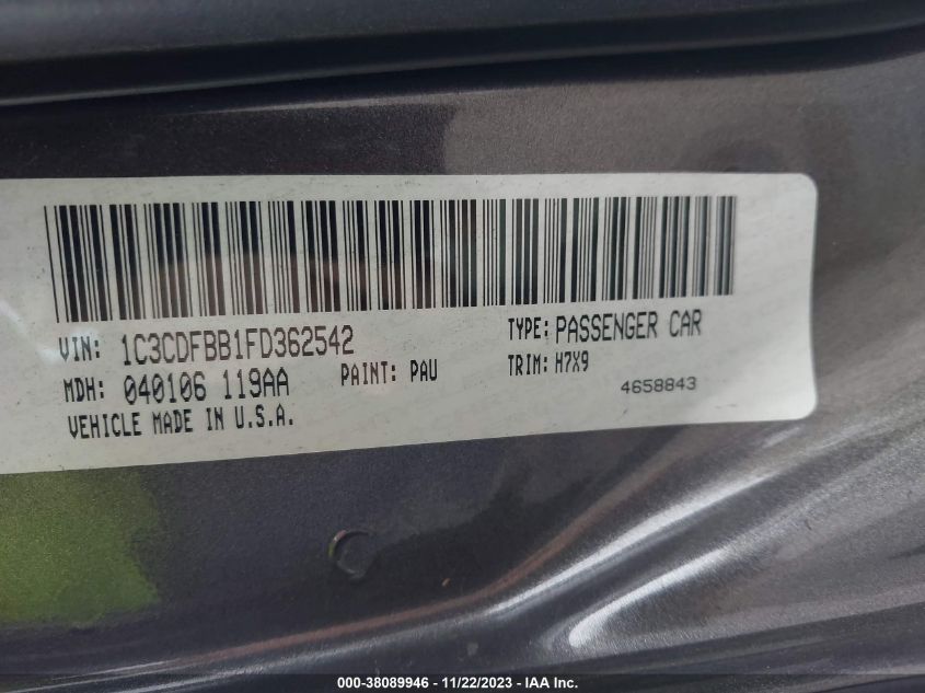 2015 DODGE DART SXT - 1C3CDFBB1FD362542