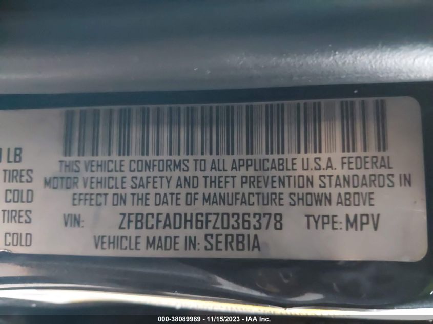 2015 FIAT 500L TREKKING - ZFBCFADH6FZ036378