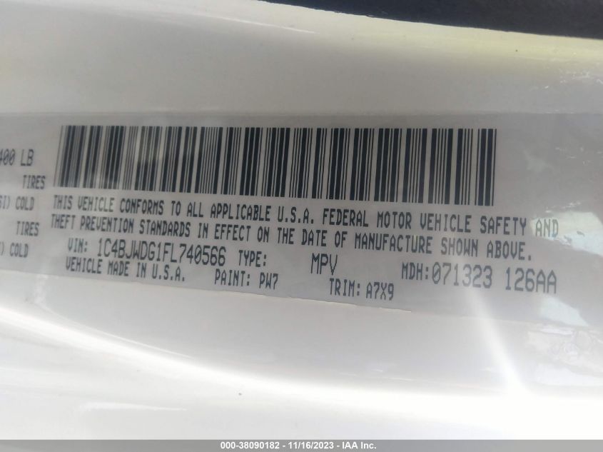 2015 JEEP WRANGLER UNLIMITED SPORT - 1C4BJWDG1FL740566