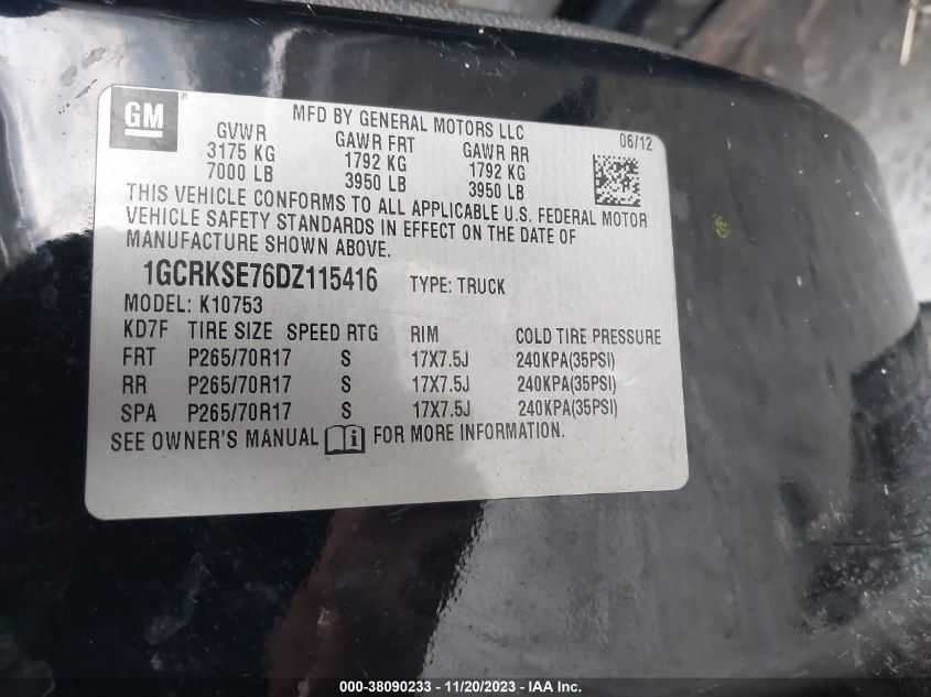 2013 CHEVROLET SILVERADO 1500 LT - 1GCRKSE76DZ115416
