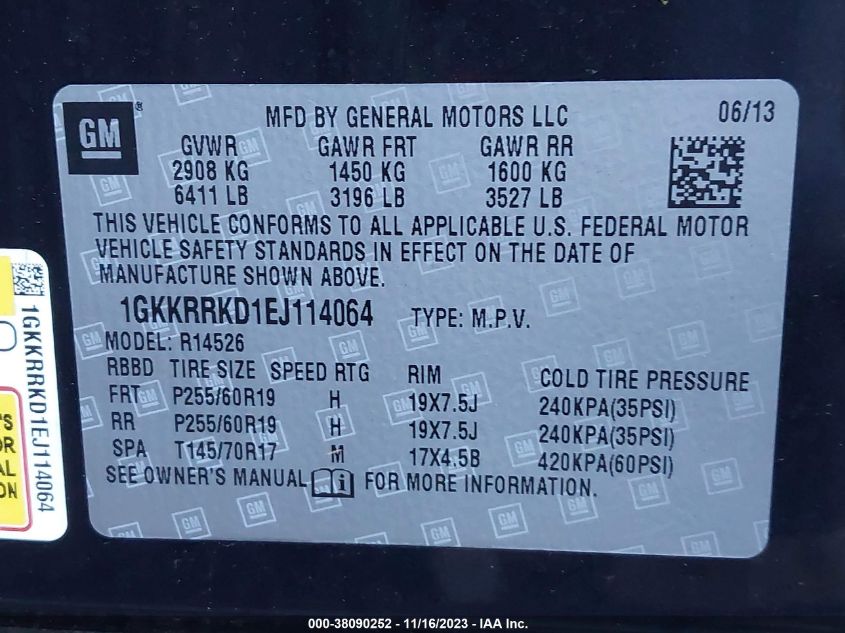2014 GMC ACADIA SLT-1 - 1GKKRRKD1EJ114064