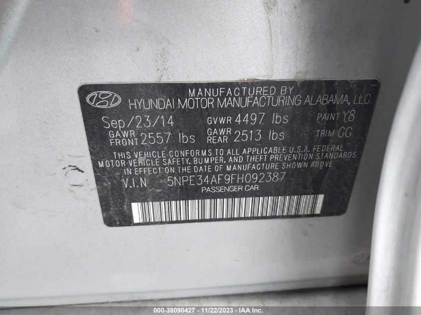 2015 HYUNDAI SONATA SPORT - 5NPE34AF9FH092387