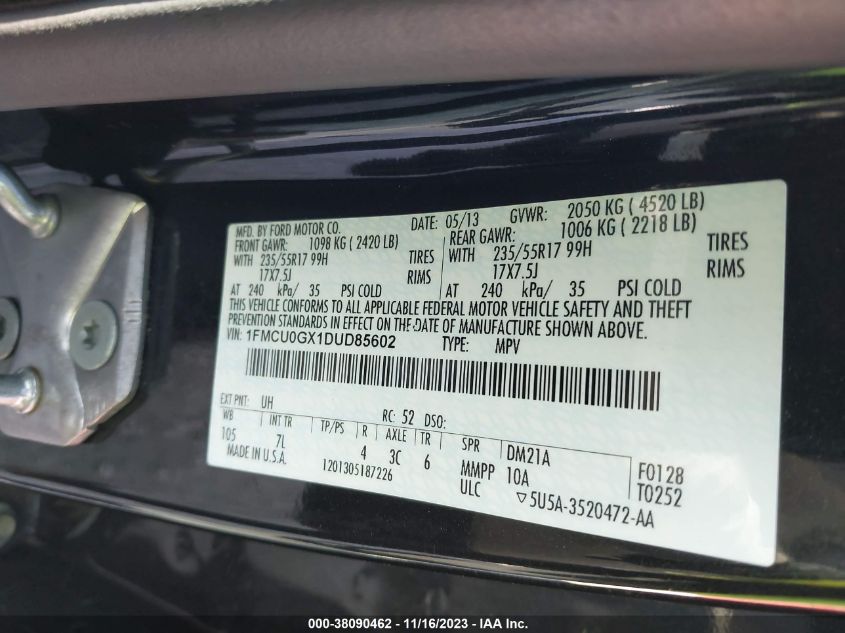 2013 FORD ESCAPE SE - 1FMCU0GX1DUD85602