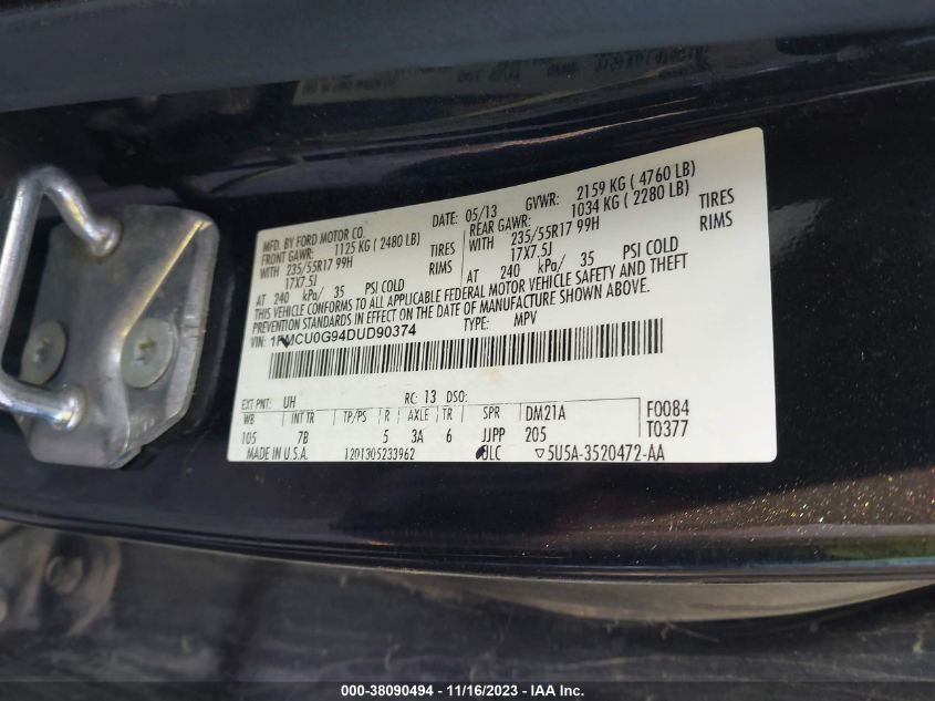 2013 FORD ESCAPE SE - 1FMCU0G94DUD90374