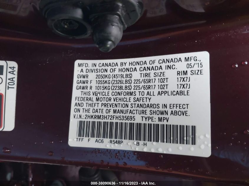 2015 HONDA CR-V EXL - 2HKRM3H72FH535695