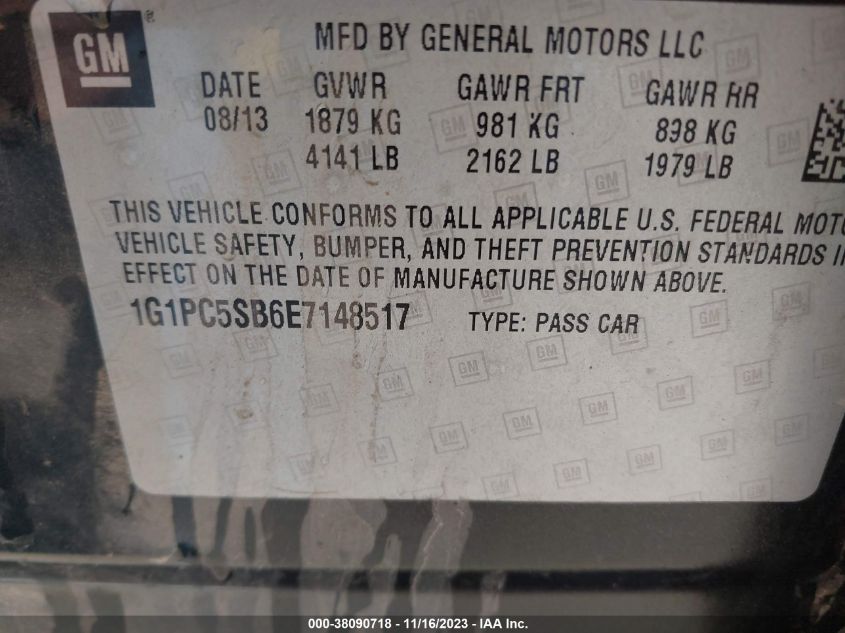 2014 CHEVROLET CRUZE 1LT AUTO - 1G1PC5SB6E7148517