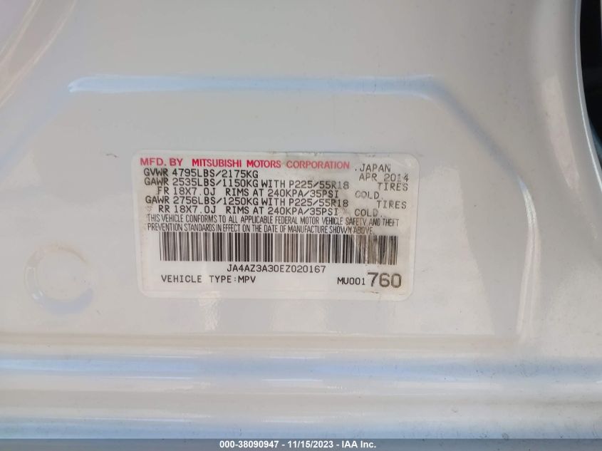 2014 MITSUBISHI OUTLANDER SE - JA4AZ3A30EZ020167