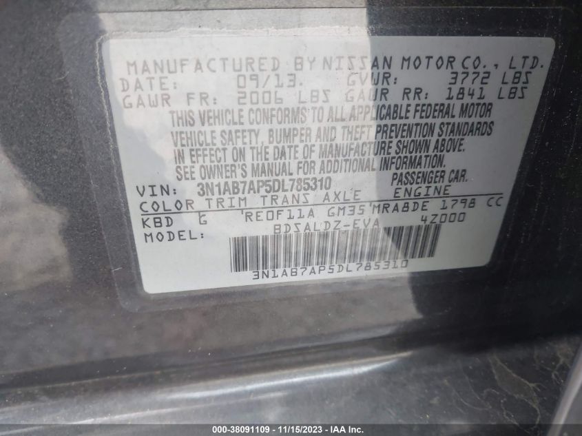 2013 NISSAN SENTRA SV - 3N1AB7AP5DL785310