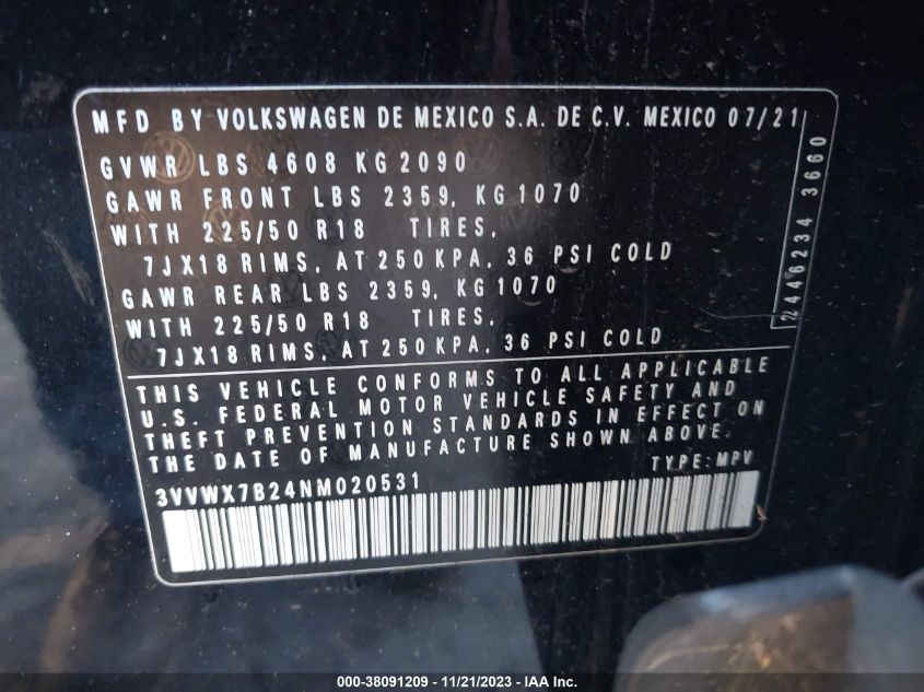 3VVWX7B24NM020531 Volkswagen Taos 1.5T SE 9