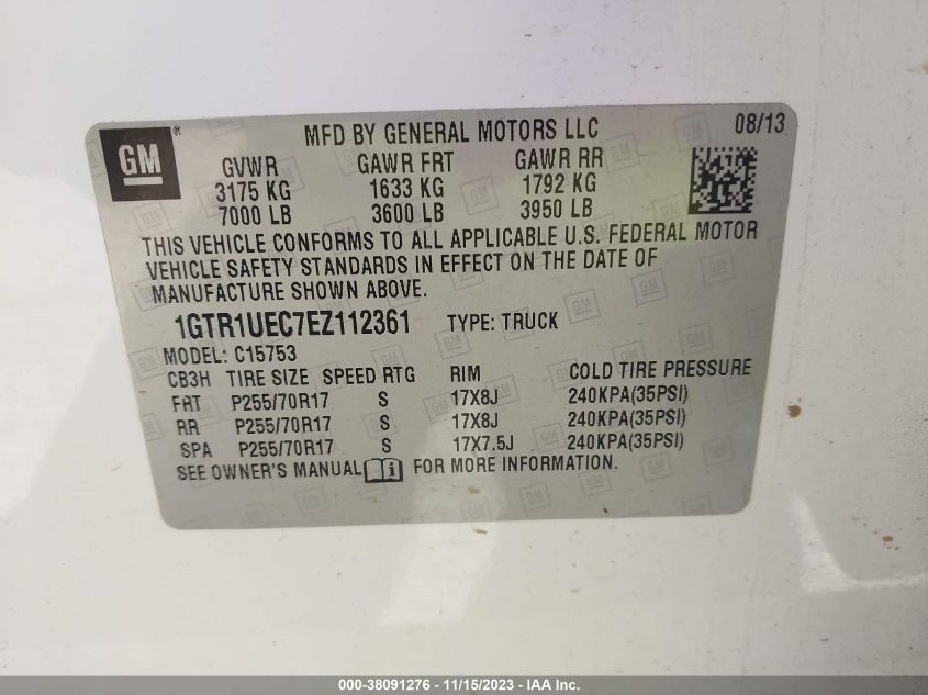 2014 GMC SIERRA 1500 SLE - 1GTR1UEC7EZ112361