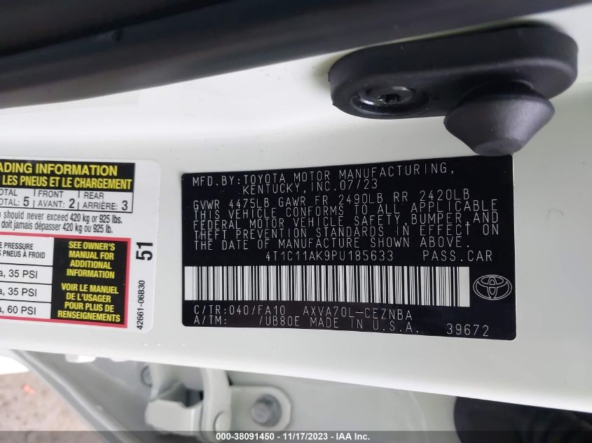 2023 TOYOTA CAMRY LE - 4T1C11AK9PU185633