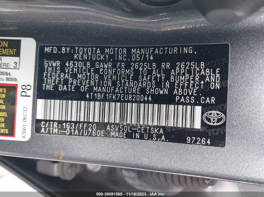 2014 TOYOTA CAMRY SE SPORT - 4T1BF1FK7EU820044