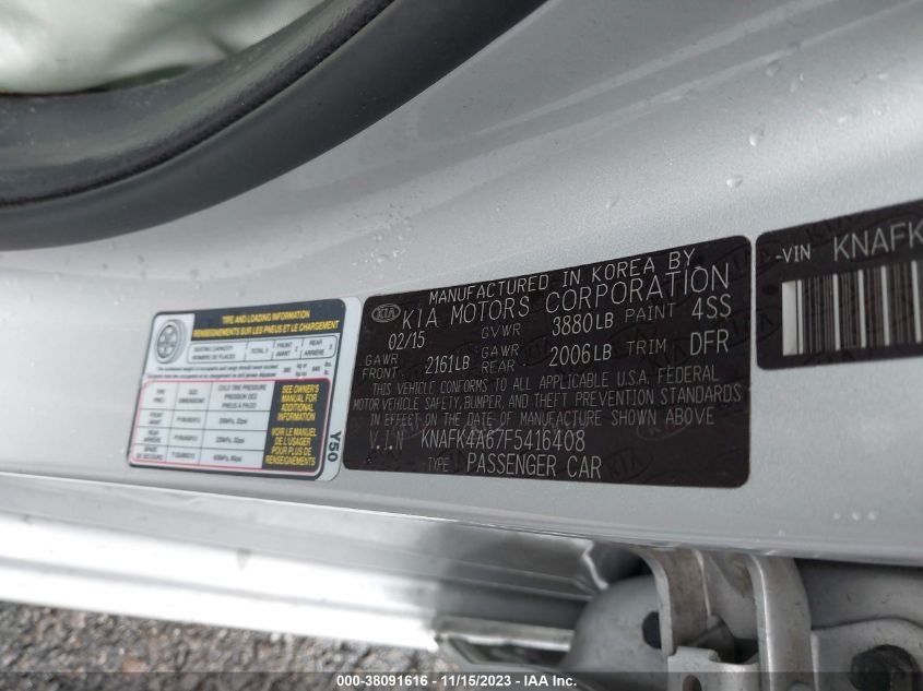 2015 KIA FORTE LX - KNAFK4A67F5416408