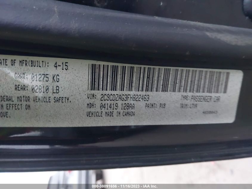 2015 DODGE CHALLENGER SXT - 2C3CDZAG3FH822463