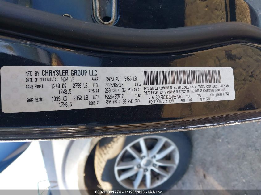 2013 DODGE JOURNEY SXT - 3C4PDCBG8DT587765