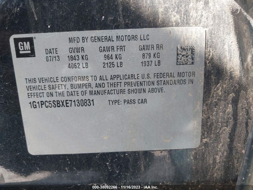 2014 CHEVROLET CRUZE LT - 1G1PC5SBXE7130831