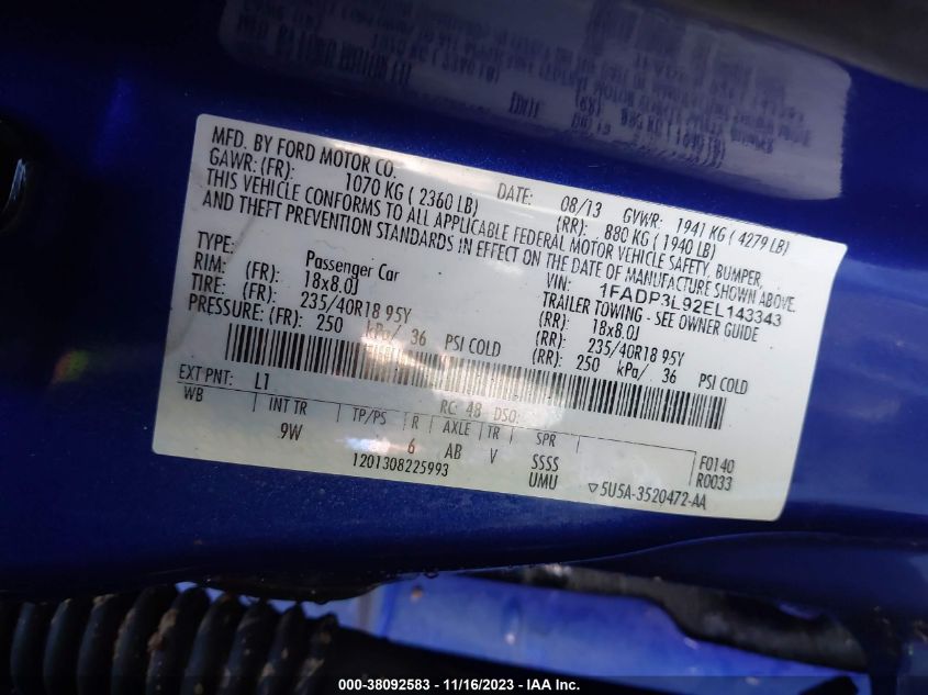2014 FORD FOCUS ST ST - 1FADP3L92EL143343