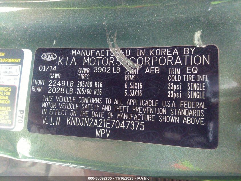 2014 KIA SOUL - KNDJN2A21E7047375