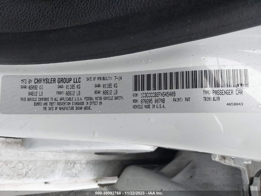2015 CHRYSLER 200 C - 1C3CCCCB2FN545409