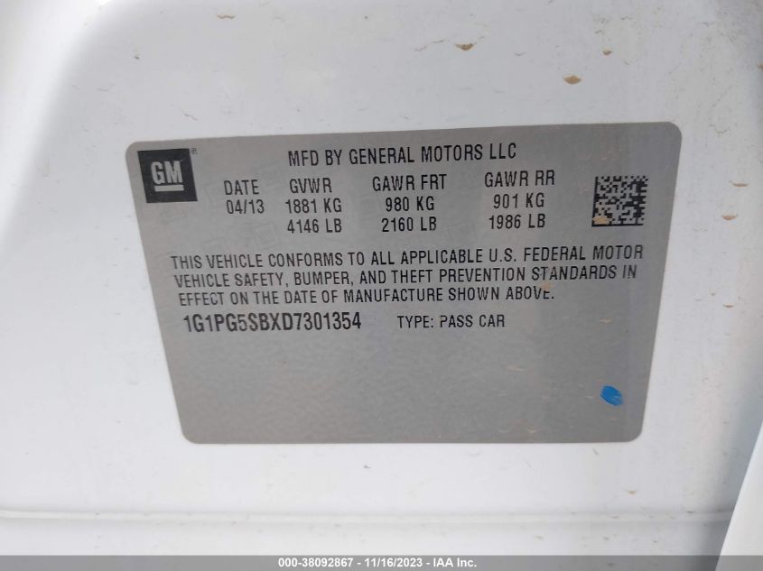 2013 CHEVROLET CRUZE LTZ - 1G1PG5SBXD7301354