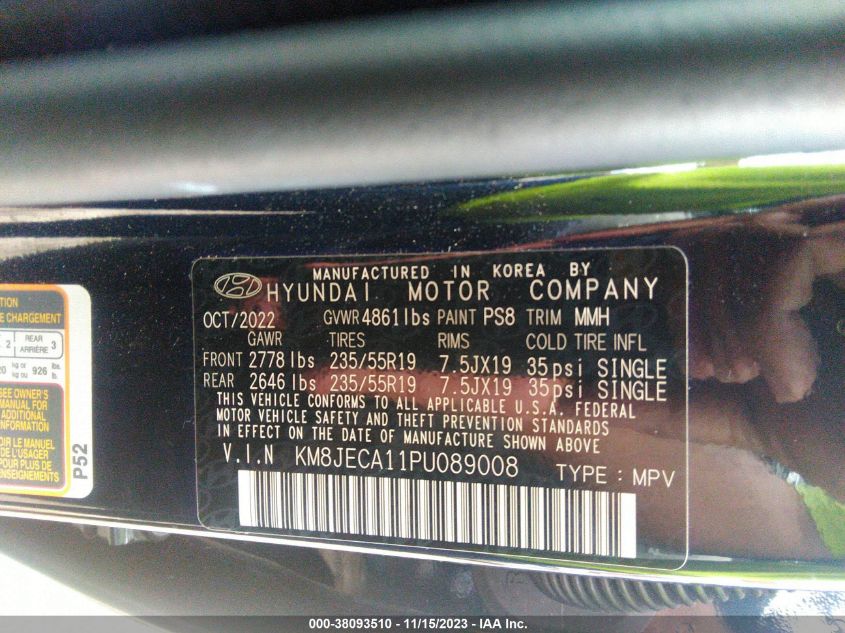2023 HYUNDAI TUCSON HYBRID LIMITED KM8JECA11PU089008