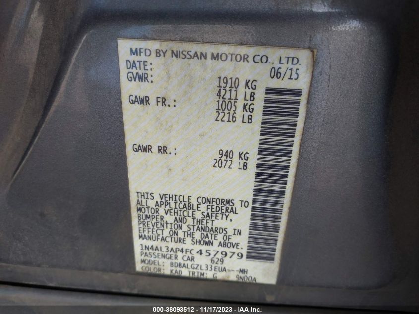 2015 NISSAN ALTIMA - 1N4AL34AP4FC45797