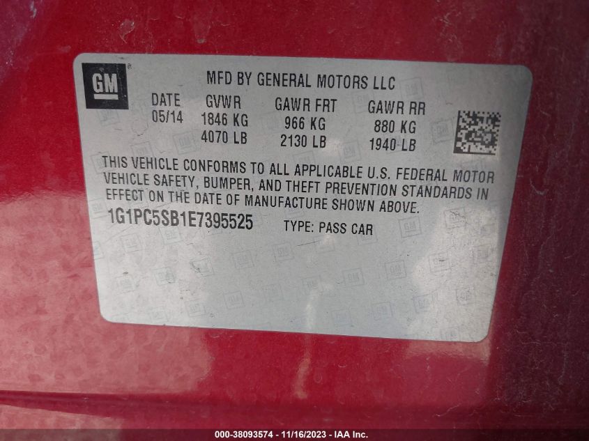 2014 CHEVROLET CRUZE 1LT AUTO - 1G1PC5SB1E7395525