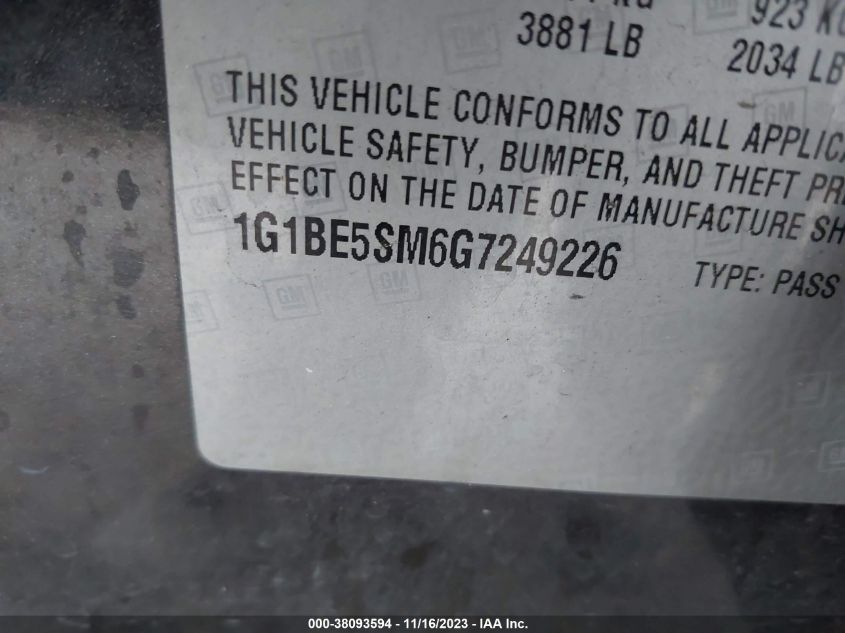 2016 CHEVROLET CRUZE LT - 1G1BE5SM6G7249226
