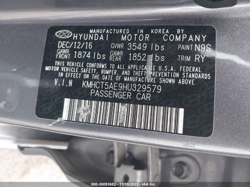 2017 HYUNDAI ACCENT SE - KMHCT5AE9HU329579