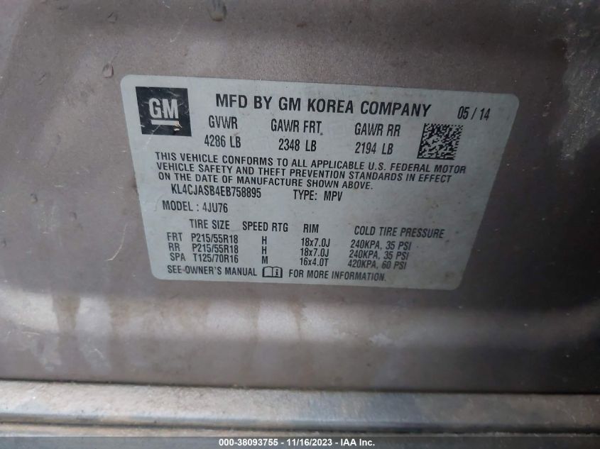 2014 BUICK ENCORE - KL4CJASB4EB758895