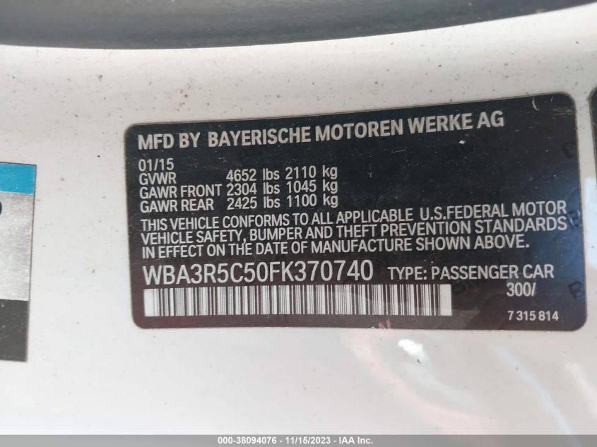 2015 BMW 435I XDRIVE - WBA3R5C50FK370740