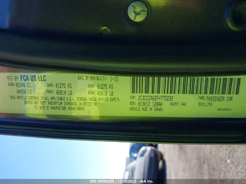 2015 DODGE CHALLENGER SXT - 2C3CDZAG2FH775233
