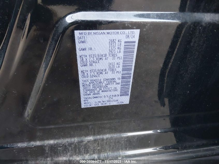 2014 INFINITI QX60 - 5N1AL0MM7EC552489