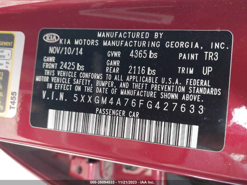 2015 KIA OPTIMA LX - 5XXGM4A76FG427633