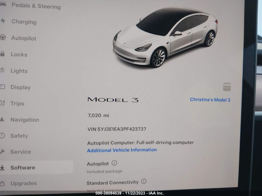 2023 TESLA MODEL 3 REAR-WHEEL DRIVE - 5YJ3E1EA3PF423737