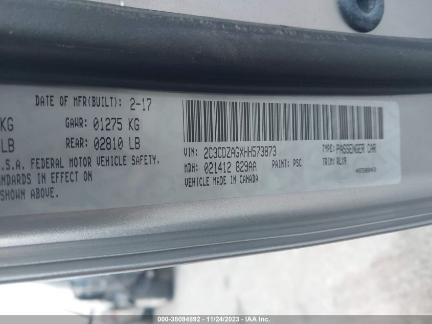 2017 DODGE CHALLENGER SXT - 2C3CDZAGXHH573873