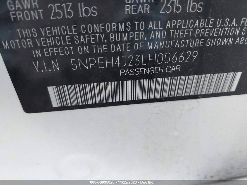 2020 HYUNDAI SONATA LIMITED - 5NPEH4J23LH006629